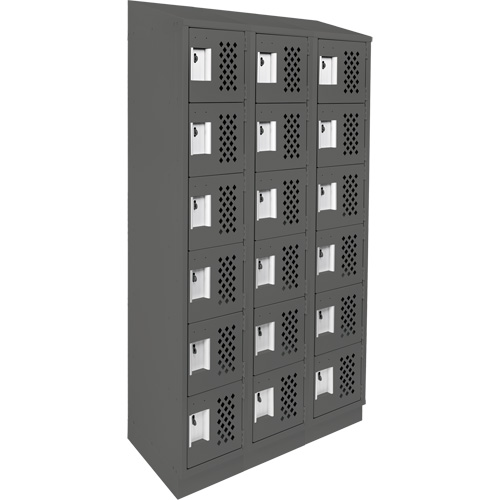 Assembled Lockerettes Clean Line Perforated Economy Lockers, 6 -tier, Bank of 3, 18" x 72" x 12", Steel Ontario Packaging