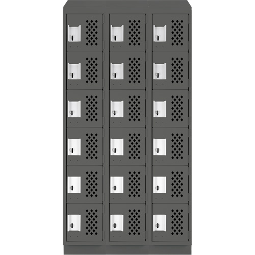 Assembled Lockerettes Clean Line Perforated Economy Lockers, 6 -tier, Bank of 3, 18" x 72" x 12", Steel Ontario Packaging