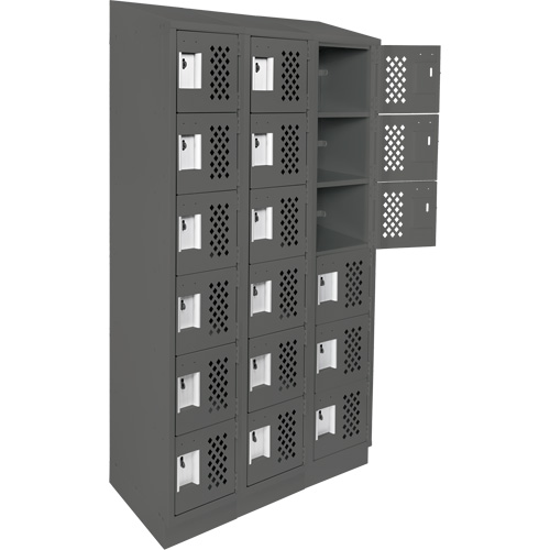 Assembled Lockerettes Clean Line Perforated Economy Lockers, 6 -tier, Bank of 3, 18" x 72" x 12", Steel Ontario Packaging