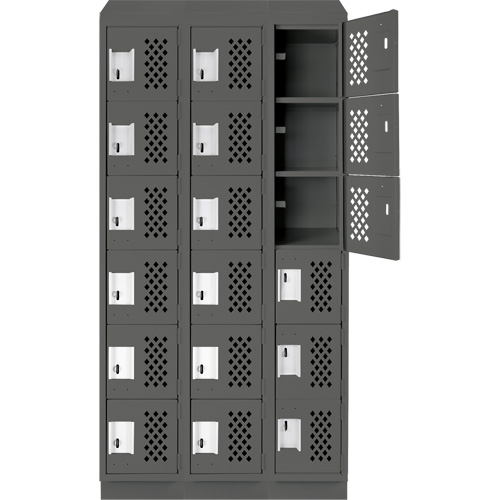 Assembled Lockerettes Clean Line Perforated Economy Lockers, 6 -tier, Bank of 3, 18" x 72" x 12", Steel Ontario Packaging