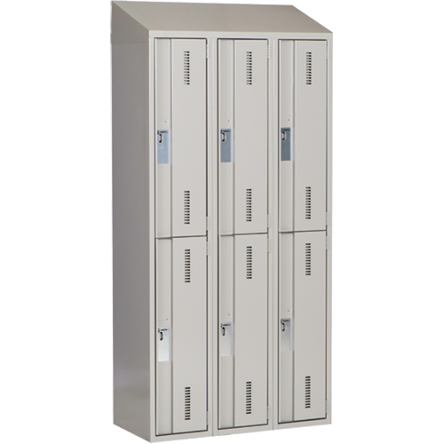Concorde Heavy-Duty Lockers, 2 -tier, Bank of 3, 36" x 18" x 78", Steel, Grey, Welded (Assembled) Ontario Packaging