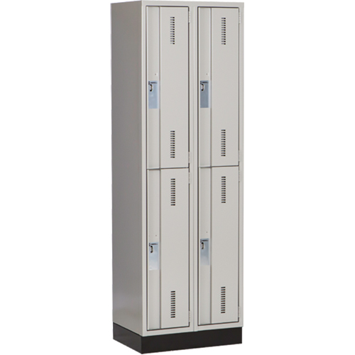 Concorde Heavy-Duty Lockers, 2 -tier, Bank of 2, 24" x 18" x 76", Steel, Grey, Welded (Assembled) Ontario Packaging