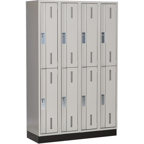 Concorde Heavy-Duty Lockers, 2 -tier, Bank of 4, 48" x 18" x 76", Steel, Grey, Welded (Assembled) Ontario Packaging