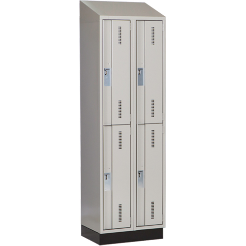 Concorde Heavy-Duty Lockers, 2 -tier, Bank of 2, 24" x 18" x 82", Steel, Grey, Welded (Assembled) Ontario Packaging