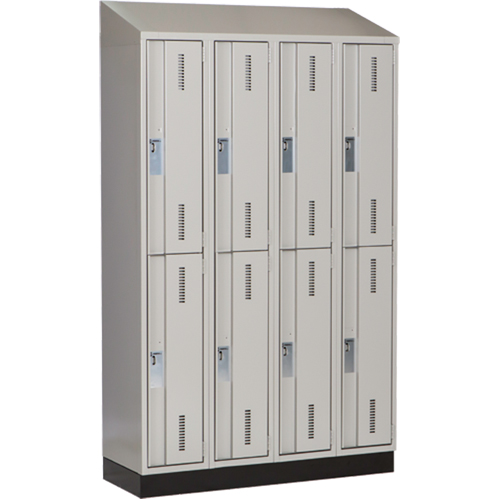 Concorde Heavy-Duty Lockers, 2 -tier, Bank of 4, 48" x 18" x 82", Steel, Grey, Welded (Assembled) Ontario Packaging