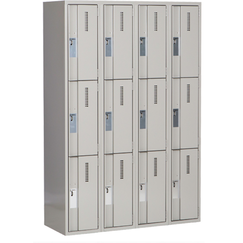 Casiers robustes Concorde, 3 niveaux, Bloc de 4, 48" x 18" x 72", Acier, Gris, Soud&eacute; (assembl&eacute;) Ontario Packaging