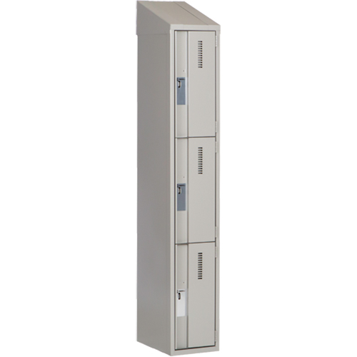 Concorde Heavy-Duty Lockers, 3 -tier, 12" x 18" x 78", Steel, Grey, Welded (Assembled) Ontario Packaging