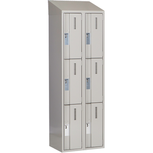 Concorde Heavy-Duty Lockers, 3 -tier, Bank of 2, 24" x 18" x 78", Steel, Grey, Welded (Assembled) Ontario Packaging