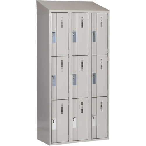Concorde Heavy-Duty Lockers, 3 -tier, Bank of 3, 36" x 18" x 78", Steel, Grey, Welded (Assembled) Ontario Packaging