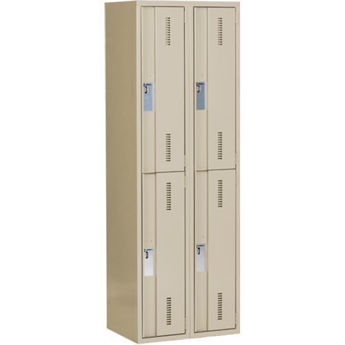 Concorde Heavy-Duty Lockers, 2 -tier, Bank of 2, 24" x 18" x 72", Steel, Beige, Welded (Assembled) Ontario Packaging