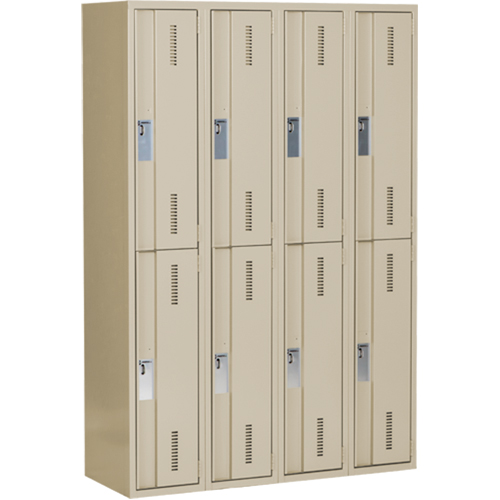 Casiers robustes Concorde, 2 niveaux, Bloc de 4, 48" x 18" x 72", Acier, Beige, Soud&eacute; (assembl&eacute;) Ontario Packaging