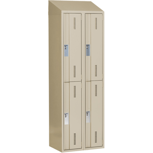 Concorde Heavy-Duty Lockers, 2 -tier, Bank of 2, 24" x 18" x 78", Steel, Beige, Welded (Assembled) Ontario Packaging