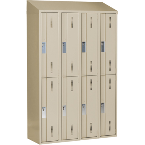 Concorde Heavy-Duty Lockers, 2 -tier, Bank of 4, 48" x 18" x 78", Steel, Beige, Welded (Assembled) Ontario Packaging
