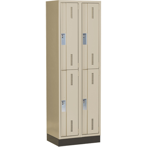 Concorde Heavy-Duty Lockers, 2 -tier, Bank of 2, 24" x 18" x 76", Steel, Beige, Welded (Assembled) Ontario Packaging