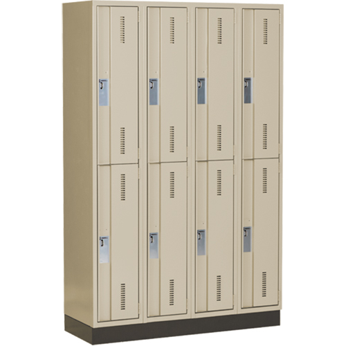 Concorde Heavy-Duty Lockers, 2 -tier, Bank of 4, 48" x 18" x 76", Steel, Beige, Welded (Assembled) Ontario Packaging