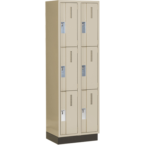 Concorde Heavy-Duty Lockers, 3 -tier, Bank of 2, 24" x 18" x 76", Steel, Beige, Welded (Assembled) Ontario Packaging