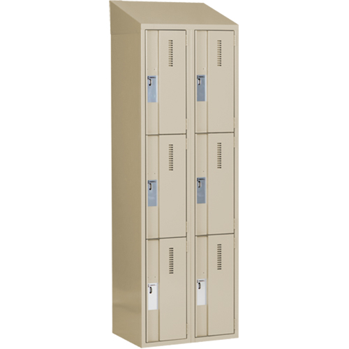 Concorde Heavy-Duty Lockers, 3 -tier, Bank of 2, 24" x 18" x 78", Steel, Beige, Welded (Assembled) Ontario Packaging