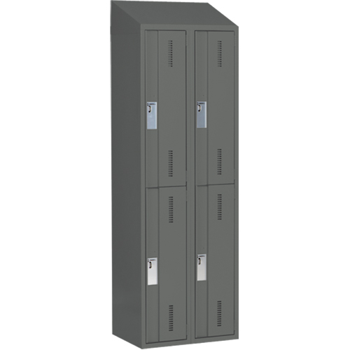 Concorde Heavy-Duty Lockers, 2 -tier, Bank of 2, 24" x 18" x 78", Steel, Charcoal, Welded (Assembled) Ontario Packaging