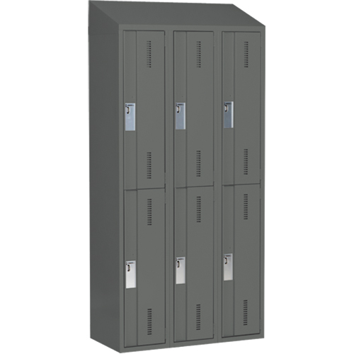 Casiers robustes Concorde, 2 niveaux, Bloc de 3, 36" x 18" x 78", Acier, Charbon, Soud&eacute; (assembl&eacute;) Ontario Packaging