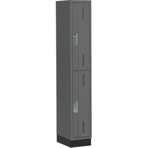 Concorde Heavy-Duty Lockers, 2 -tier, 12" x 18" x 76", Steel, Charcoal, Welded (Assembled) Ontario Packaging