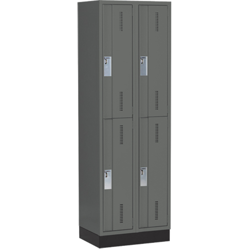 Concorde Heavy-Duty Lockers, 2 -tier, Bank of 2, 24" x 18" x 76", Steel, Charcoal, Welded (Assembled) Ontario Packaging