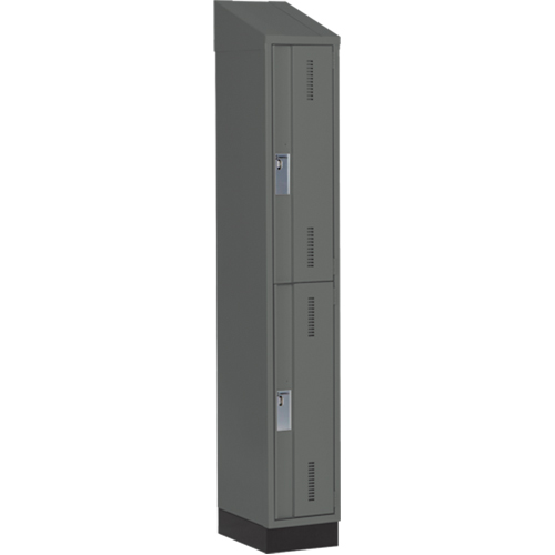 Concorde Heavy-Duty Lockers, 2 -tier, 12" x 18" x 82", Steel, Charcoal, Welded (Assembled) Ontario Packaging