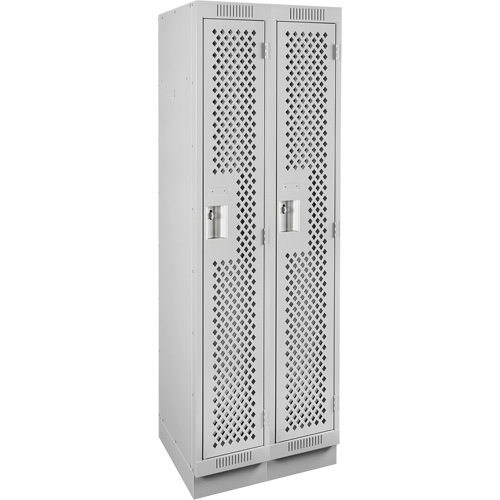 Clean Line Lockers, Bank of 2, 24" x 12" x 76", Steel, Grey, Rivet (Assembled), Perforated Ontario Packaging
