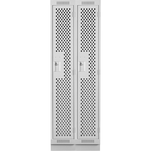 Clean Line Lockers, Bank of 2, 24" x 12" x 76", Steel, Grey, Rivet (Assembled), Perforated Ontario Packaging