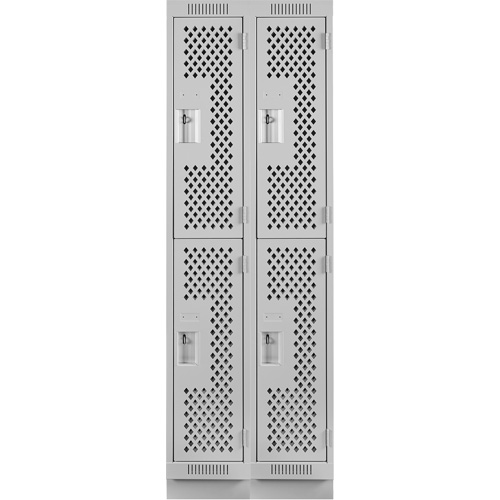 Casiers Clean Line, 2 niveaux, Bloc de 2, 24" x 18" x 76", Acier, Gris, Rivet (assembl&eacute;), Perfor&eacute; Ontario Packaging