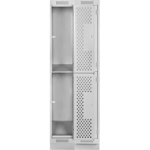 Casiers Clean Line, 2 niveaux, Bloc de 2, 24" x 18" x 76", Acier, Gris, Rivet (assembl&eacute;), Perfor&eacute; Ontario Packaging