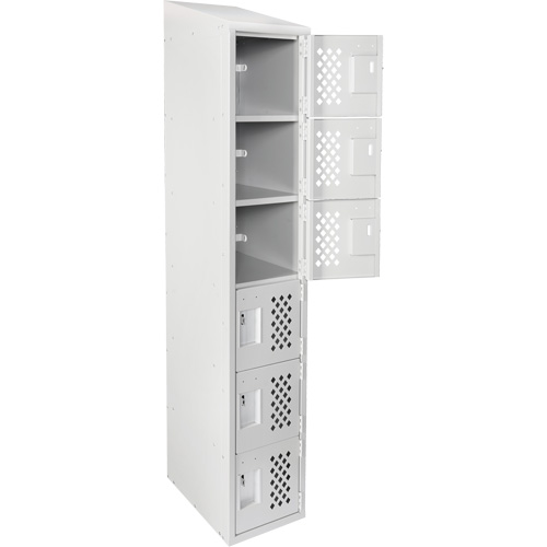 Assembled Lockerettes Clean Line Perforated Economy Lockers, 6 -tier, 18" x 72" x 12", Steel Ontario Packaging