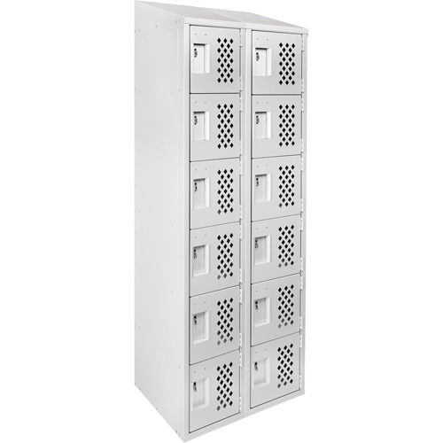 Assembled Lockerettes Clean Line Perforated Economy Lockers, 6 -tier, Bank of 2, 18" x 72" x 12", Steel Ontario Packaging