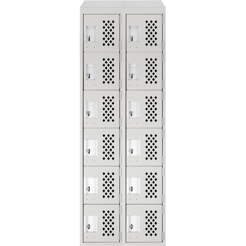 Assembled Lockerettes Clean Line Perforated Economy Lockers, 6 -tier, Bank of 2, 18" x 72" x 12", Steel Ontario Packaging