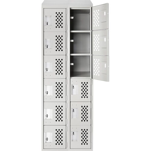 Assembled Lockerettes Clean Line Perforated Economy Lockers, 6 -tier, Bank of 2, 18" x 72" x 12", Steel Ontario Packaging