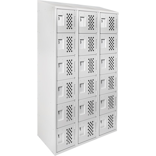 Assembled Lockerettes Clean Line Perforated Economy Lockers, 6 -tier, Bank of 3, 18" x 72" x 12", Steel Ontario Packaging