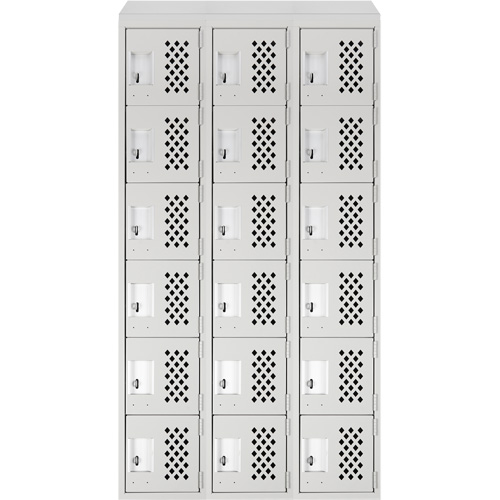 Assembled Lockerettes Clean Line Perforated Economy Lockers, 6 -tier, Bank of 3, 18" x 72" x 12", Steel Ontario Packaging