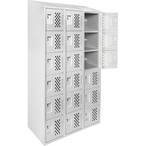 Assembled Lockerettes Clean Line Perforated Economy Lockers, 6 -tier, Bank of 3, 18" x 72" x 12", Steel Ontario Packaging