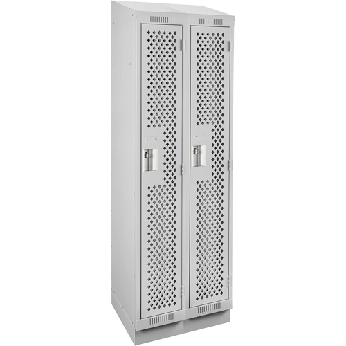 Clean Line Lockers, Bank of 2, 24" x 18" x 82", Steel, Grey, Rivet (Assembled), Perforated Ontario Packaging