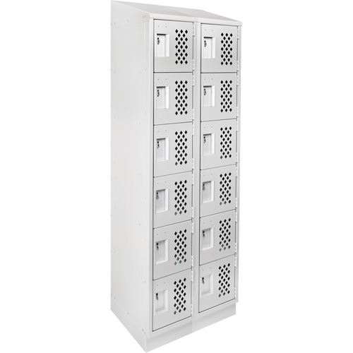 Assembled Lockerettes Clean Line Perforated Economy Lockers, 6 -tier, Bank of 2, 18" x 72" x 12", Steel Ontario Packaging