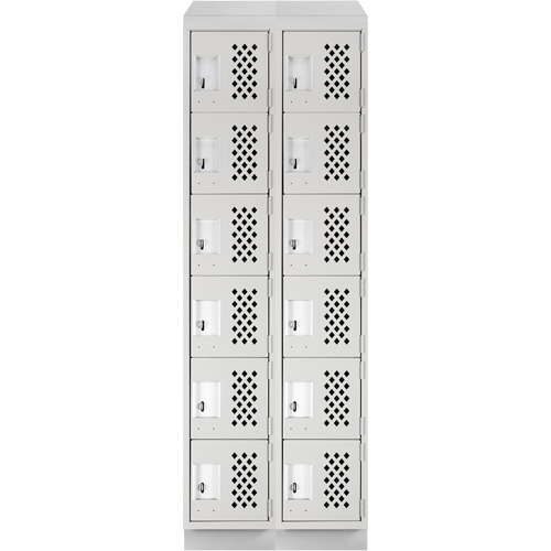 Assembled Lockerettes Clean Line Perforated Economy Lockers, 6 -tier, Bank of 2, 18" x 72" x 12", Steel Ontario Packaging