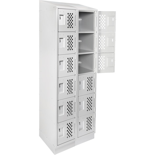 Assembled Lockerettes Clean Line Perforated Economy Lockers, 6 -tier, Bank of 2, 18" x 72" x 12", Steel Ontario Packaging