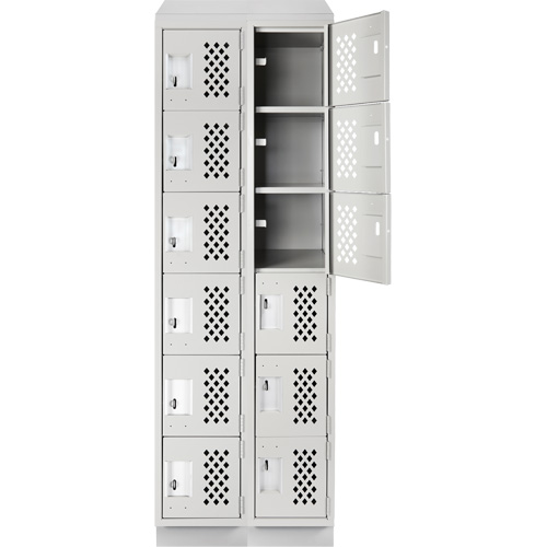 Assembled Lockerettes Clean Line Perforated Economy Lockers, 6 -tier, Bank of 2, 18" x 72" x 12", Steel Ontario Packaging