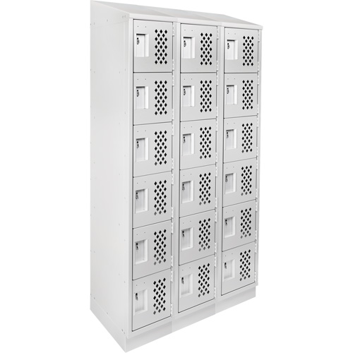 Assembled Lockerettes Clean Line Perforated Economy Lockers, 6 -tier, Bank of 3, 18" x 72" x 12", Steel Ontario Packaging