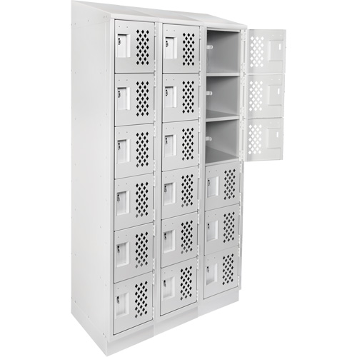 Assembled Lockerettes Clean Line Perforated Economy Lockers, 6 -tier, Bank of 3, 18" x 72" x 12", Steel Ontario Packaging