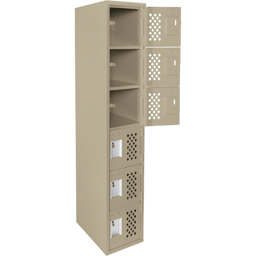 Assembled Lockerettes Clean Line Perforated Economy Lockers, 6 -tier, 18" x 72" x 12", Steel Ontario Packaging