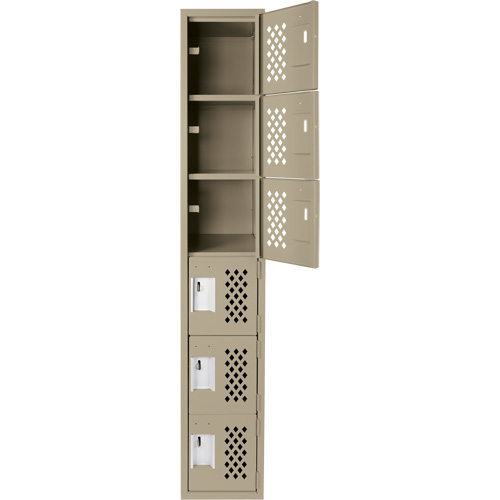 Assembled Lockerettes Clean Line Perforated Economy Lockers, 6 -tier, 18" x 72" x 12", Steel Ontario Packaging