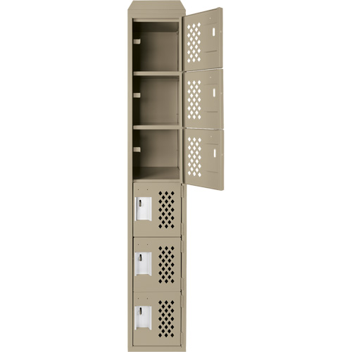 Assembled Lockerettes Clean Line Perforated Economy Lockers, 6 -tier, 18" x 72" x 12", Steel Ontario Packaging