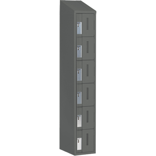 Concorde Heavy-Duty Lockers, 6 -tier, 12" x 18" x 78", Steel, Charcoal, Welded (Assembled) Ontario Packaging