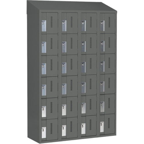 Concorde Heavy-Duty Lockers, 6 -tier, Bank of 4, 48" x 18" x 78", Steel, Charcoal, Welded (Assembled) Ontario Packaging