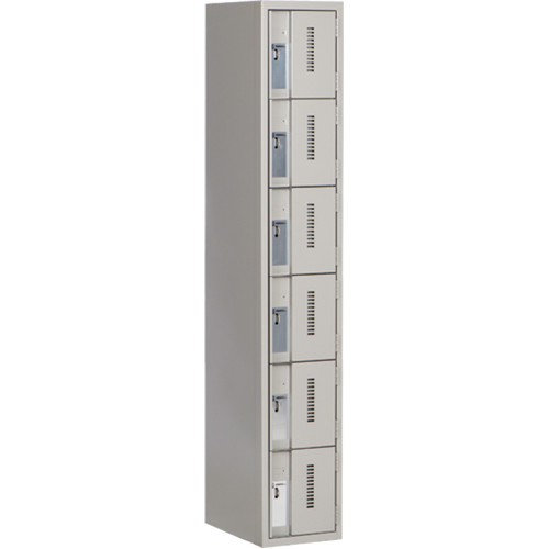 Concorde Heavy-Duty Lockers, 6 -tier, 12" x 18" x 72", Steel, Grey, Welded (Assembled) Ontario Packaging